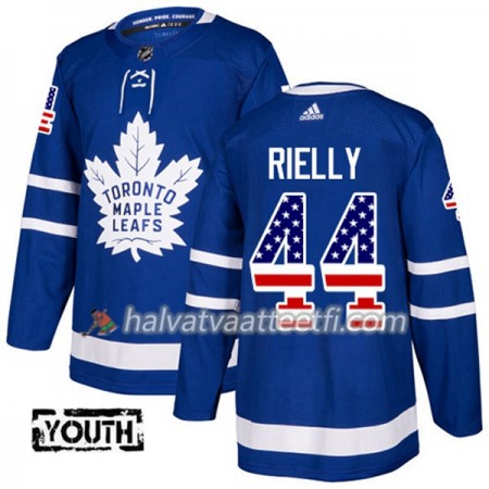 Lasten NHL Toronto Maple Leafs Pelipaita Morgan Rielly 44 Adidas 2017-2018 Blue USA Flag Fashion Authentic
